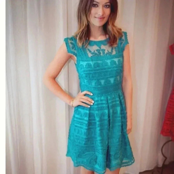 Yoana Baraschi Anthropologie Turquoise Dress Size 2 - Picture 4 of 12